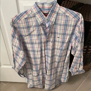 Vineyard Vines Men's Plaid Shirt - Blue, Pink, White. Men’s Small